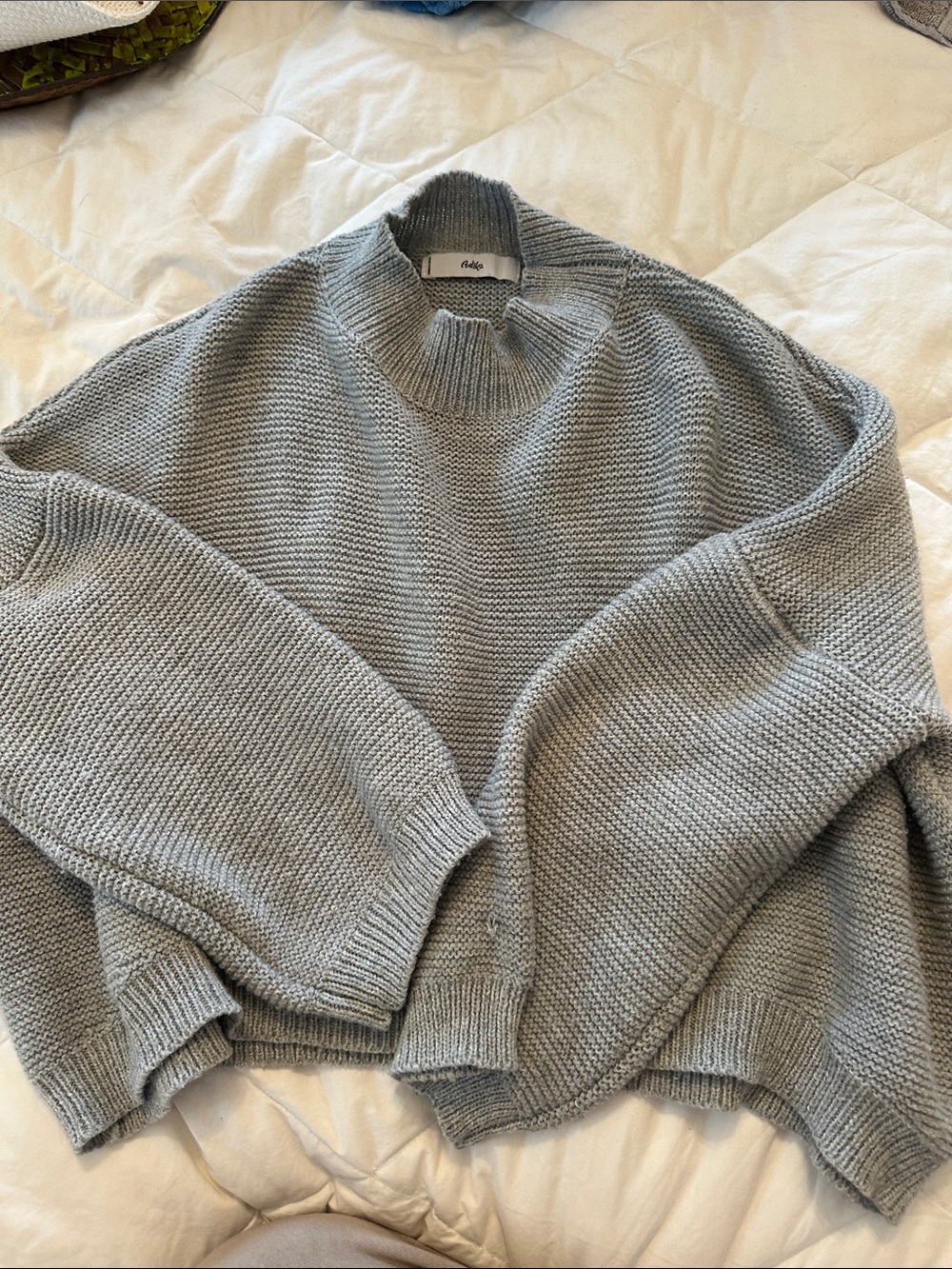 Adika Light Grey Chunky Knit Turtleneck Sweater